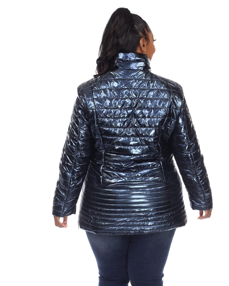 White mark women's metallic puffer coat with hoodie on sale